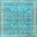 Square Machine Washable Persian Light Blue Traditional Rug, wshtr4730lblu