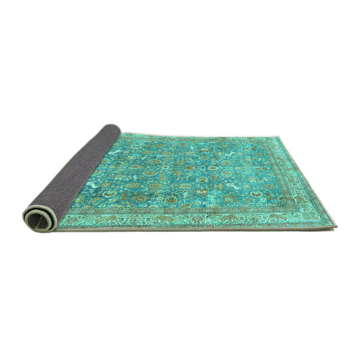 Sideview of Persian Turquoise Traditional Rug, tr4730turq