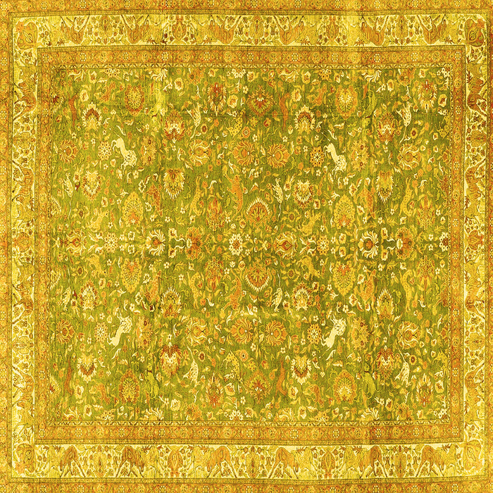 Square Machine Washable Persian Yellow Traditional Rug, wshtr4730yw
