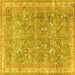 Square Machine Washable Persian Yellow Traditional Rug, wshtr4730yw