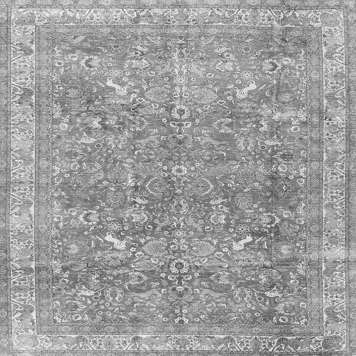 Round Machine Washable Persian Gray Traditional Rug, wshtr4730gry