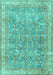 Machine Washable Persian Turquoise Traditional Area Rugs, wshtr4730turq