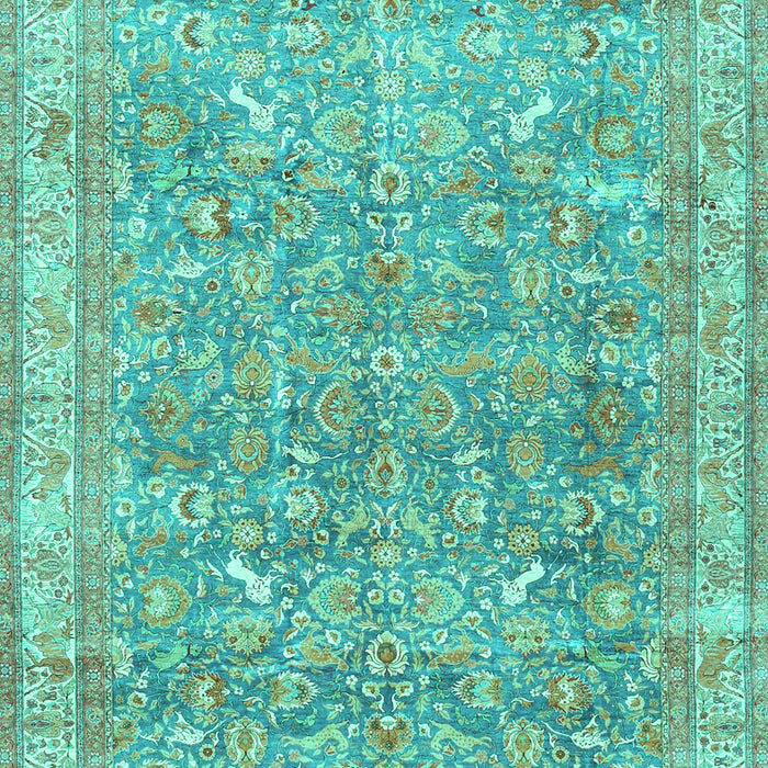 Machine Washable Persian Turquoise Traditional Area Rugs, wshtr4730turq