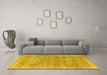 Machine Washable Persian Yellow Traditional Rug in a Living Room, wshtr4730yw