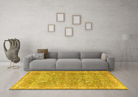 Machine Washable Persian Yellow Traditional Rug, wshtr4730yw