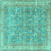 Square Machine Washable Persian Turquoise Traditional Area Rugs, wshtr4730turq