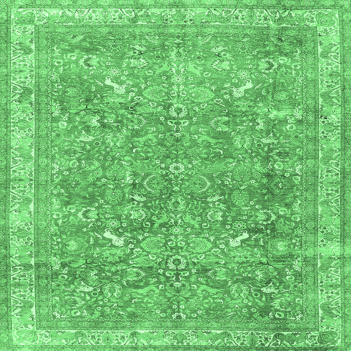 Square Machine Washable Persian Emerald Green Traditional Area Rugs, wshtr4730emgrn
