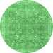 Round Persian Emerald Green Traditional Rug, tr4730emgrn
