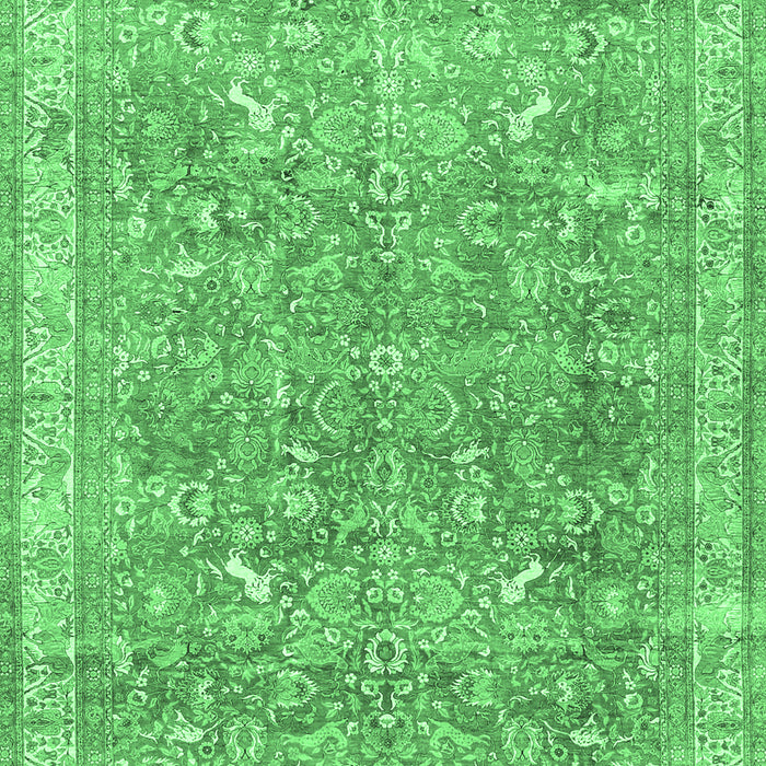 Machine Washable Persian Emerald Green Traditional Area Rugs, wshtr4730emgrn