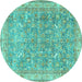 Round Persian Turquoise Traditional Rug, tr4730turq
