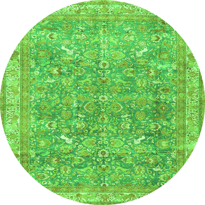 Square Persian Green Traditional Rug, tr4730grn