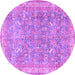 Round Machine Washable Persian Purple Traditional Area Rugs, wshtr4730pur