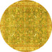 Round Machine Washable Persian Yellow Traditional Rug, wshtr4730yw