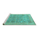 Sideview of Machine Washable Persian Turquoise Traditional Area Rugs, wshtr4730turq