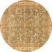 Round Persian Brown Traditional Rug, tr4730brn