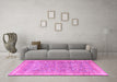 Machine Washable Persian Pink Traditional Rug in a Living Room, wshtr4730pnk