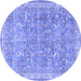 Round Machine Washable Persian Blue Traditional Rug, wshtr4730blu