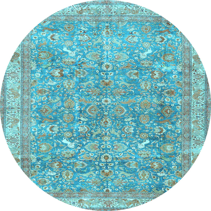 Round Persian Light Blue Traditional Rug, tr4730lblu