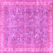 Square Machine Washable Persian Pink Traditional Rug, wshtr4730pnk