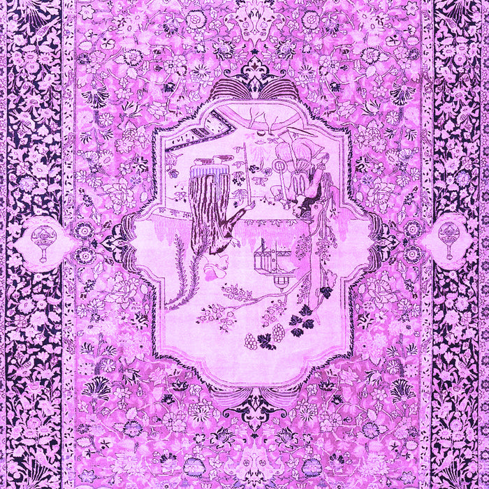 Machine Washable Persian Purple Traditional Area Rugs, wshtr4731pur