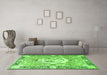 Machine Washable Persian Green Traditional Area Rugs in a Living Room,, wshtr4731grn