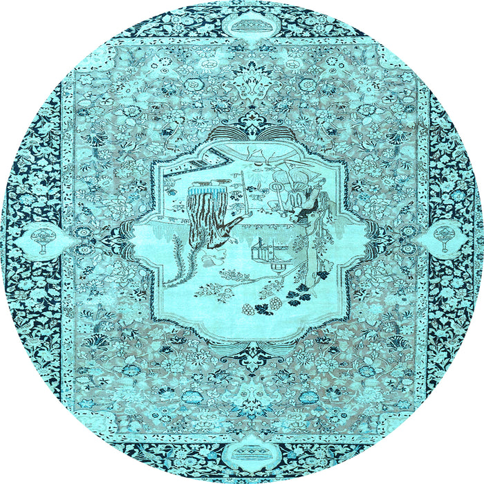 Round Persian Light Blue Traditional Rug, tr4731lblu