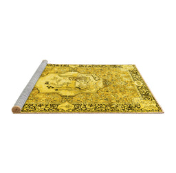 Sideview of Machine Washable Persian Yellow Traditional Rug, wshtr4731yw