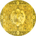 Round Persian Yellow Traditional Rug, tr4731yw