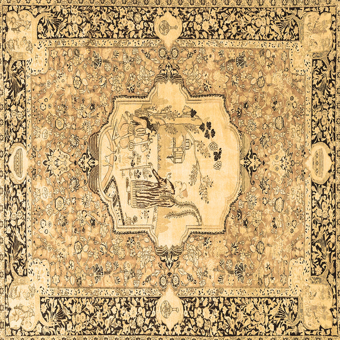 Square Persian Brown Traditional Rug, tr4731brn