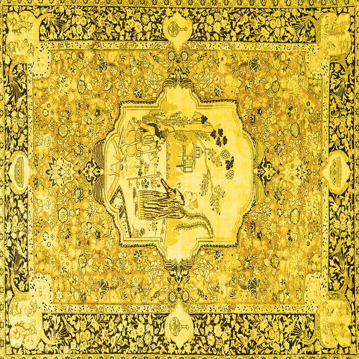 Square Persian Yellow Traditional Rug, tr4731yw
