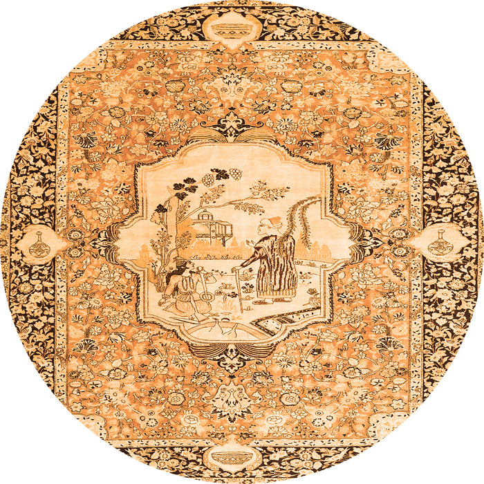 Machine Washable Persian Orange Traditional Area Rugs, wshtr4731org