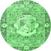 Round Persian Emerald Green Traditional Rug, tr4731emgrn