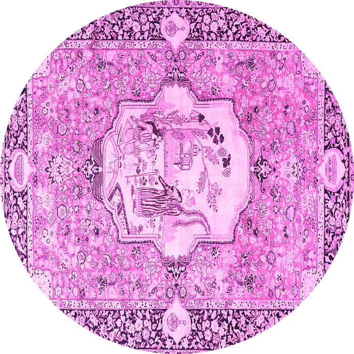 Round Persian Pink Traditional Rug, tr4731pnk