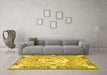 Machine Washable Persian Yellow Traditional Rug in a Living Room, wshtr4731yw