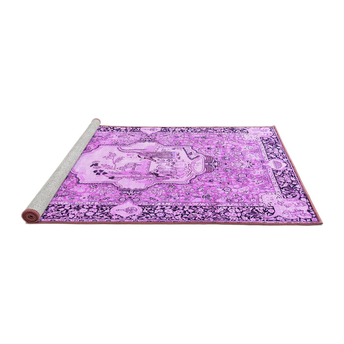 Sideview of Machine Washable Persian Purple Traditional Area Rugs, wshtr4731pur