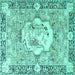 Square Persian Turquoise Traditional Rug, tr4731turq