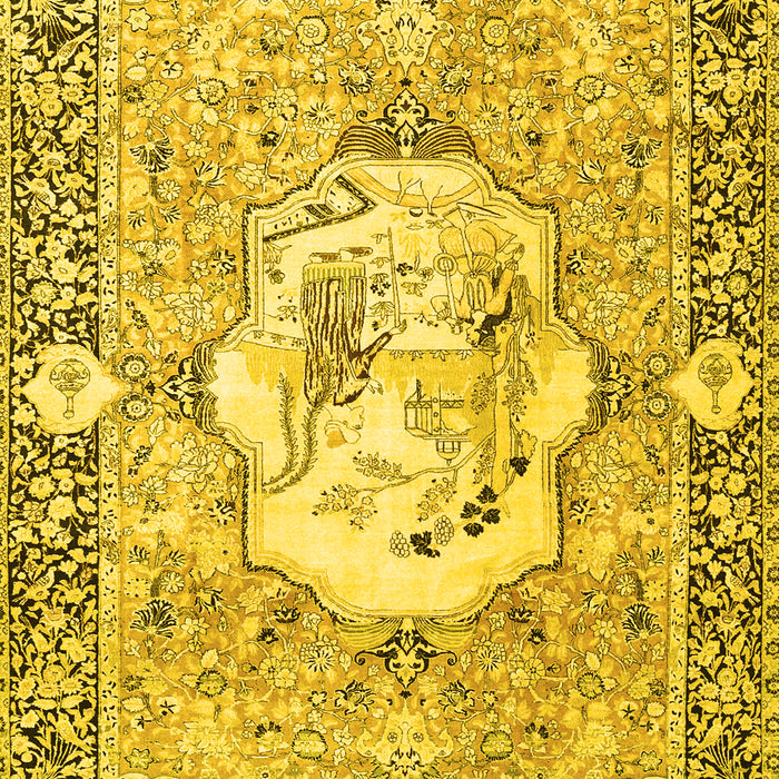 Machine Washable Persian Yellow Traditional Rug, wshtr4731yw