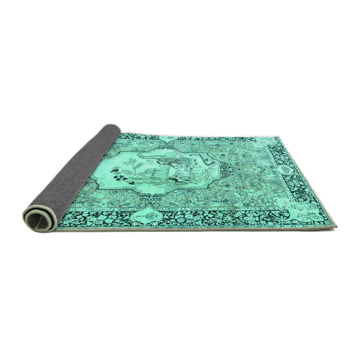 Sideview of Persian Turquoise Traditional Rug, tr4731turq