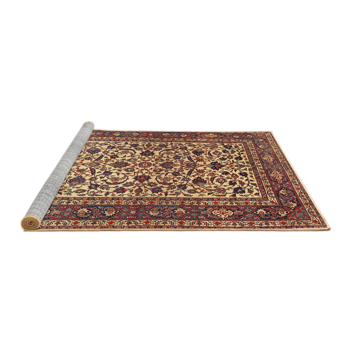 Sideview of Machine Washable Traditional Saffron Red Rug, wshtr4732