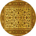 Round Persian Yellow Traditional Rug, tr4732yw