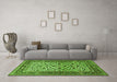 Machine Washable Persian Green Traditional Area Rugs in a Living Room,, wshtr4732grn