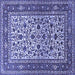 Square Machine Washable Persian Blue Traditional Rug, wshtr4732blu