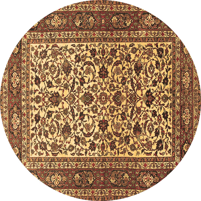 Round Persian Brown Traditional Rug, tr4732brn