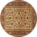 Round Persian Brown Traditional Rug, tr4732brn