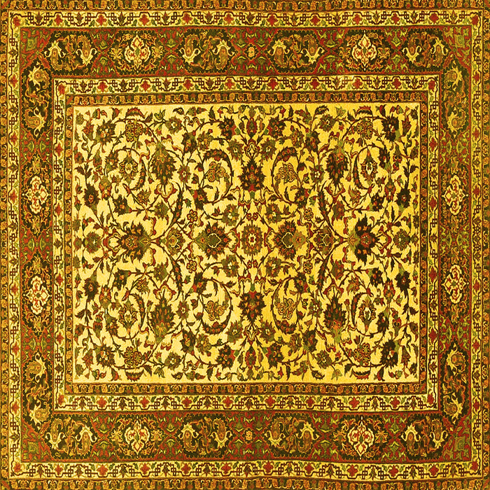 Square Persian Yellow Traditional Rug, tr4732yw