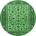 Round Persian Emerald Green Traditional Rug, tr4732emgrn