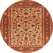 Machine Washable Persian Orange Traditional Area Rugs, wshtr4732org