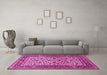 Machine Washable Persian Pink Traditional Rug in a Living Room, wshtr4732pnk