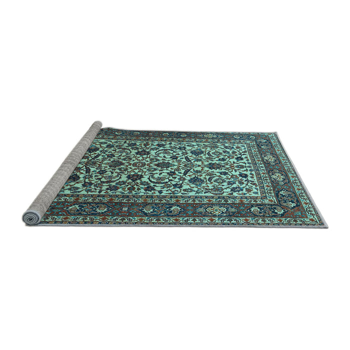 Sideview of Machine Washable Persian Light Blue Traditional Rug, wshtr4732lblu