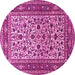 Round Machine Washable Persian Pink Traditional Rug, wshtr4732pnk